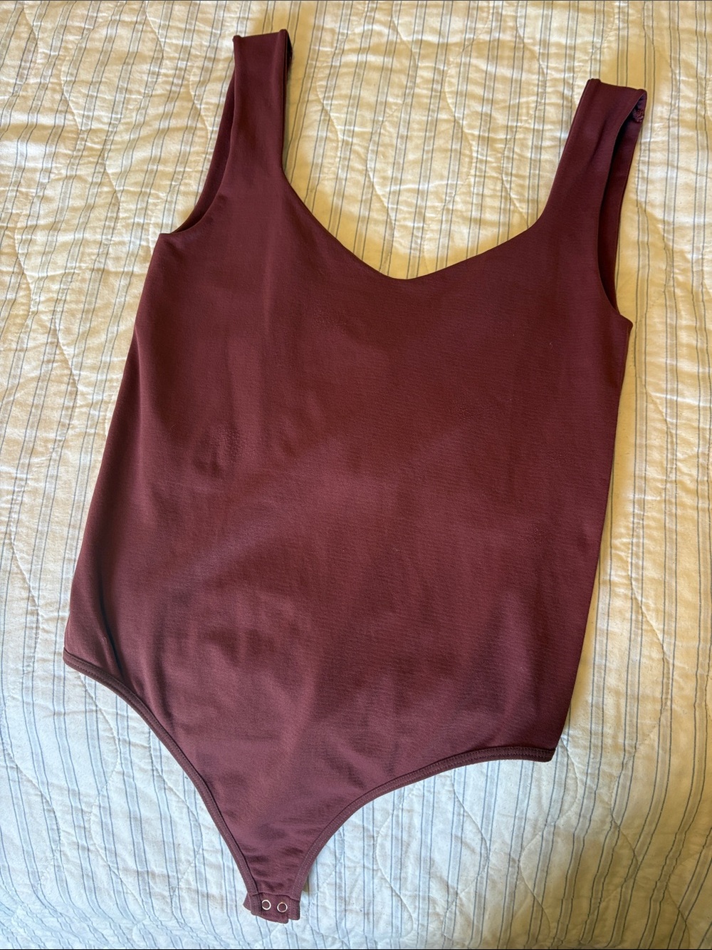 Free People Burgundy Scoop Neck Ribbed Bodysuit